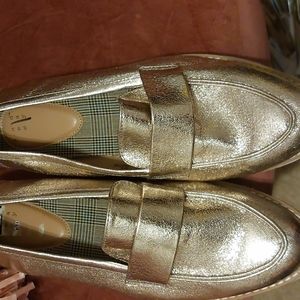 NWOT Gold Metallic Oxfords sz10